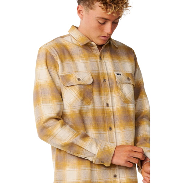 2026 Rip Curl Mens Classic Surf Count Flannel Shirt 00JMSH - Dark Mustard